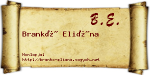 Brankó Eliána névjegykártya